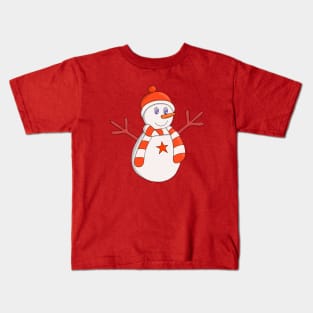 Cute Snowman Star Kids T-Shirt